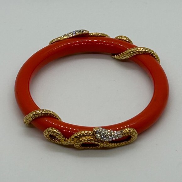Coral Snake Bangle Bracelet Gold Snake Serpent Crystals Animal Wrap Statement - Picture 6 of 10